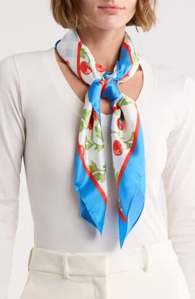 Steve Madden Tomato & Lobster Print Square Scarf In Blue