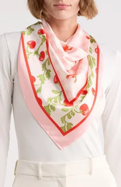 Steve Madden Tomato & Lobster Print Square Scarf In Pink