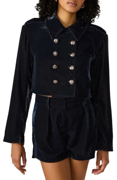 Steve Madden Tonia Velvet Crop Double Breasted Jacket