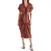 Steve Madden Tony Satin Shirtdress In Cinnamon