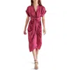 Steve Madden Tony Satin Shirtdress In Forest Berry