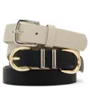 Steve Madden Topstitched Textured Polyurethane Belt