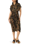 Steve Madden Tori Abstract Print Shirtdress In Brown