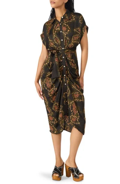Steve Madden Tori Abstract Print Shirtdress In Brown