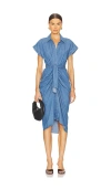 Steve Madden Tori Tie Waist Denim Midi Shirtdress In 钱布雷布蓝