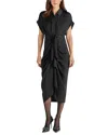 Steve Madden Women's Tori Tie-front Midi Shirtdress In Black