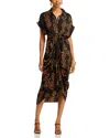 Steve Madden Tori Abstract Print Shirtdress In Gold