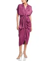 Steve Madden Tori Tie Waist Midi Shirtdress In Royal Plum