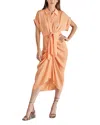 Steve Madden Tori Tie Waist Midi Shirtdress In Salmon