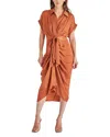 Steve Madden Tori Tie Waist Midi Shirtdress In Sienna