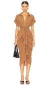 Steve Madden Tori Tie Front Shirt Dress In Toasted Coconut