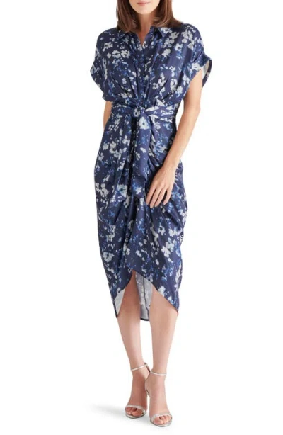 Steve Madden Tori Floral Print Shirtdress In Indigo