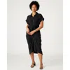 Steve Madden Tori Tie Waist Midi Shirtdress In Black