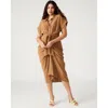 Steve Madden Tori Tie Front Shirt Dress In Beige