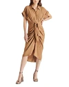 Steve Madden Tori Tie Front Shirt Dress In Toast