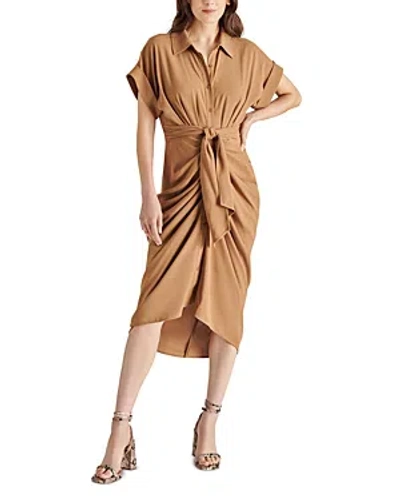 Steve Madden Tori Tie Front Shirt Dress In Toast