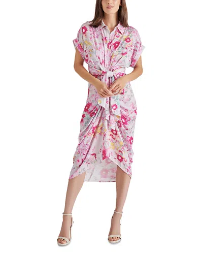 Steve Madden Tori Tie Front Shirtdress In Pink Hydrangea