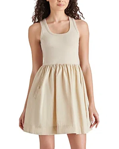 Steve Madden Tottenham Mixed Media Mini Dress In Sandy Beige