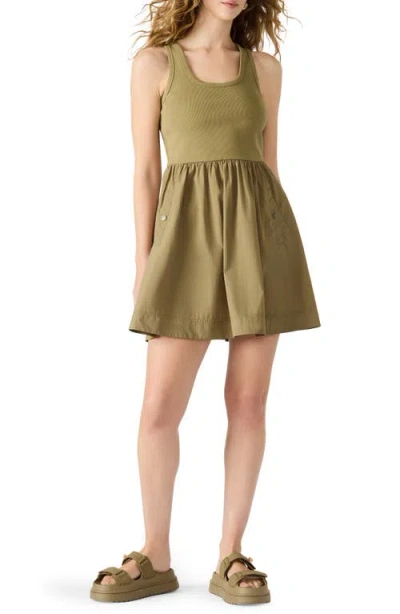 Steve Madden Tottenham Mixed Media Minidress In Green
