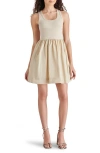 Steve Madden Tottenham Mixed Media Mini Dress In Sandy Beige