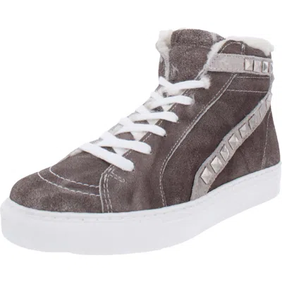 Steve Madden Tracey Womens Studded Lace-up High Top Sneakers In Gray