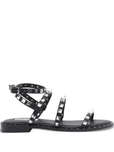 Steve Madden Travel Studded Flat Sandals In Black