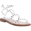 Steve Madden Travel Womens Studded Flat Sandals In White