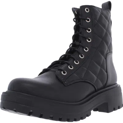 Steve Madden Trenton Womens Leather Lugged Sole Mid-calf Boots In Black