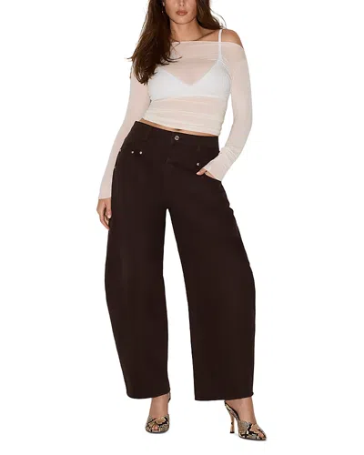 Steve Madden Tribeca High Rise Barrel Jeans In Espresso In Brown