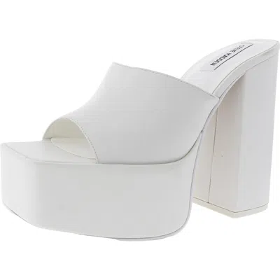 Steve Madden Trixie Womens Block Heel Leather Platform Sandals In White