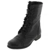 Steve Madden Troopa Womens Leather Lace Up Combat Boots In Black