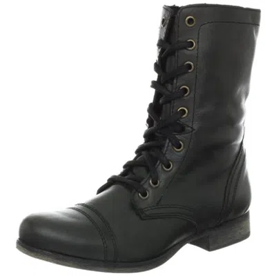 Steve Madden Troopa Womens Leather Lace Up Combat Boots In Black