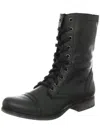 STEVE MADDEN TROOPA WOMENS LEATHER LACE UP COMBAT BOOTS