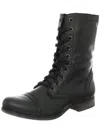 Steve Madden Troopa Womens Leather Lace Up Combat Boots In Black