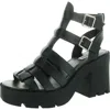 Steve Madden True Womens Woven Faux Leather Platform Sandals In Black