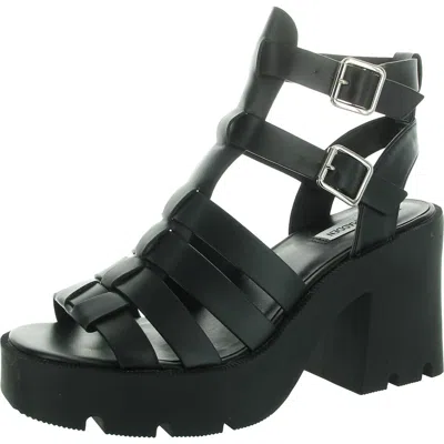 Steve Madden True Womens Woven Faux Leather Platform Sandals In Black
