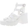 Steve Madden True Womens Woven Faux Leather Platform Sandals In White
