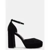 Steve Madden Truth Womens Suede Ankle Strap Platform Heels In Black