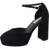 Steve Madden Truth Womens Suede Ankle Strap Platform Heels In Black