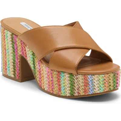 Steve Madden Truthful Raffia Platform Sandal In Brown