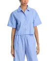 Steve Madden Tula Stripe Short Sleeve Button-up Shirt In Vintage Blue