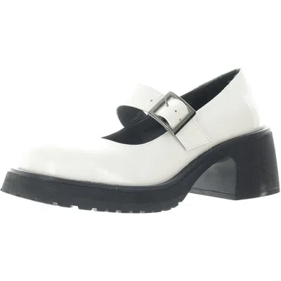 Steve Madden Tulip Womens Patent Leather Platform Mary Janes In White