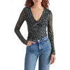 Steve Madden Twist Mesh Bodysuit In Army Green