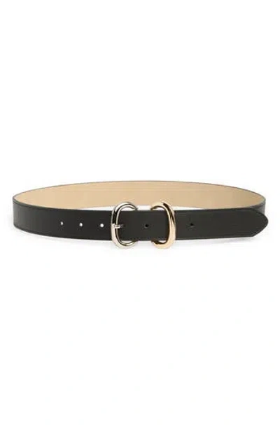 Steve Madden Two-tone Double Buckle Belt In Black