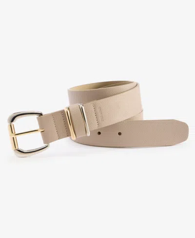 Steve Madden Two-tone Roller Buckle Micropebble Belt In Brown