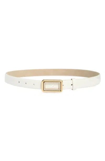 Steve Madden Two-tone Buckle Textured Faux Leather Belt In Neutral