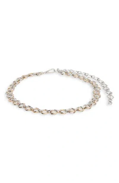 Steve Madden Two-tone Layered Ring Chain Belt In Metallic