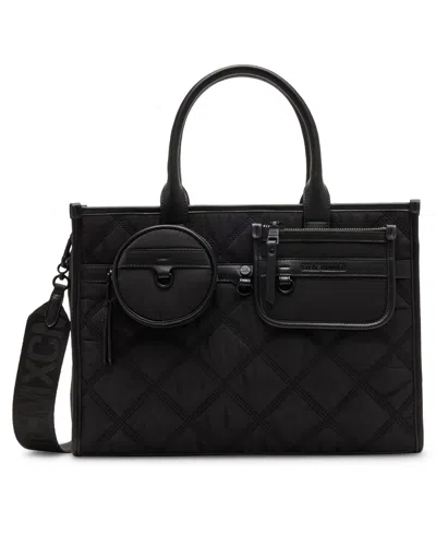 Steve Madden Tyler Nylon Quilted Book Tote In Black