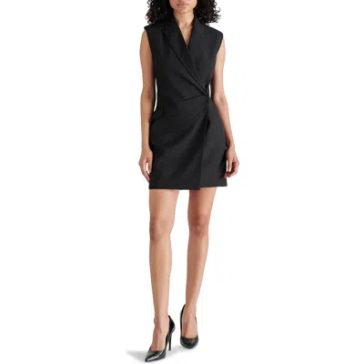 Steve Madden Tyra Pleated Sleeveless Blazer Dress In Black