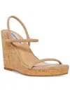 STEVE MADDEN UDELL WOMENS CORK SLIP ON WEDGE SANDALS